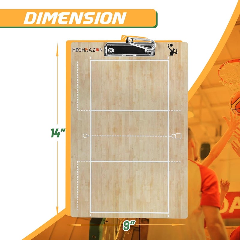 HIGHRAZON Volleyball Coaches Clipboard, Double-Sided Dry Erase Coach Clipboard, Burlywood Volleyball Whiteboard for Coaches, Lineup White Board with Marker for Coaches Gift - Image 2